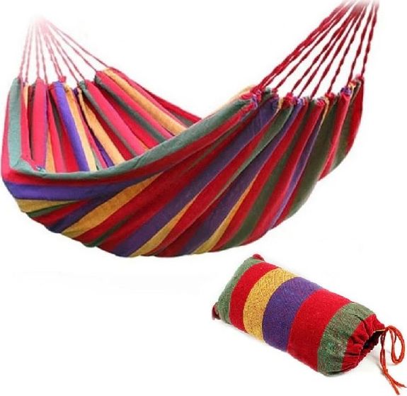 Hamak dwuosobowy kolorowy mocny 150x190cm (KX8626)
