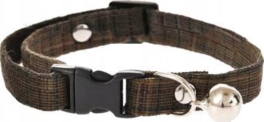 Barry King obróżka dla kota, brązowa w kratkę, z dzwoneczkiem, 1x32cm