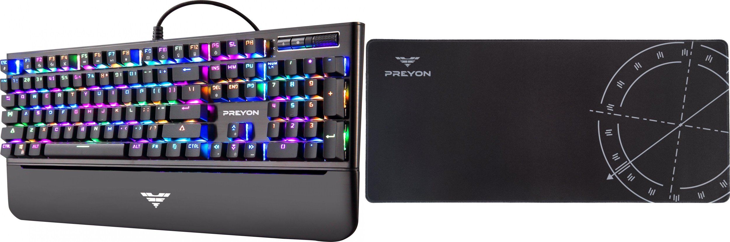 Klawiatura PREYON Klawiatura Preyon LONG Claw Brown (PLCB104B) + Podkładka gamingowa Preyon Falcon Speed XL (PFS90)