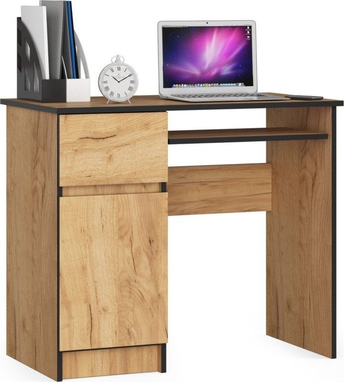 Biurko Fabryka Mebli Akord Biurko komputerowe 90 cm Piksel lewe - dąb craft