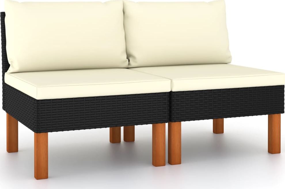 vidaXL Siedziska środkowe 2 szt. polirattan i drewno eukaliptusowe