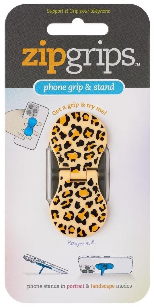 ZipGrip uchwyt na palce do telefonu Skóra lampart