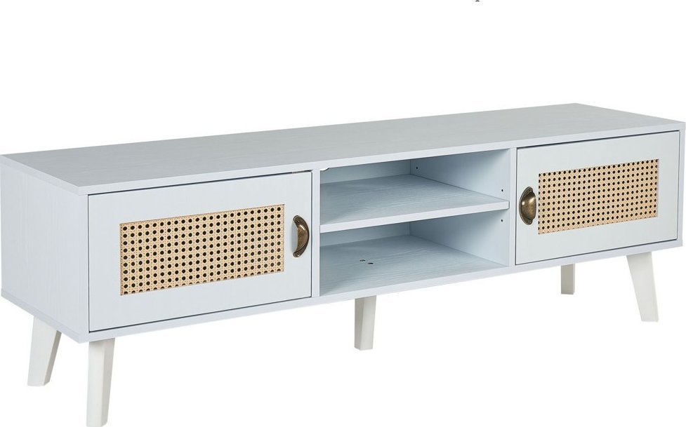 Beliani Szafka RTV biała z beżowym PARTON!