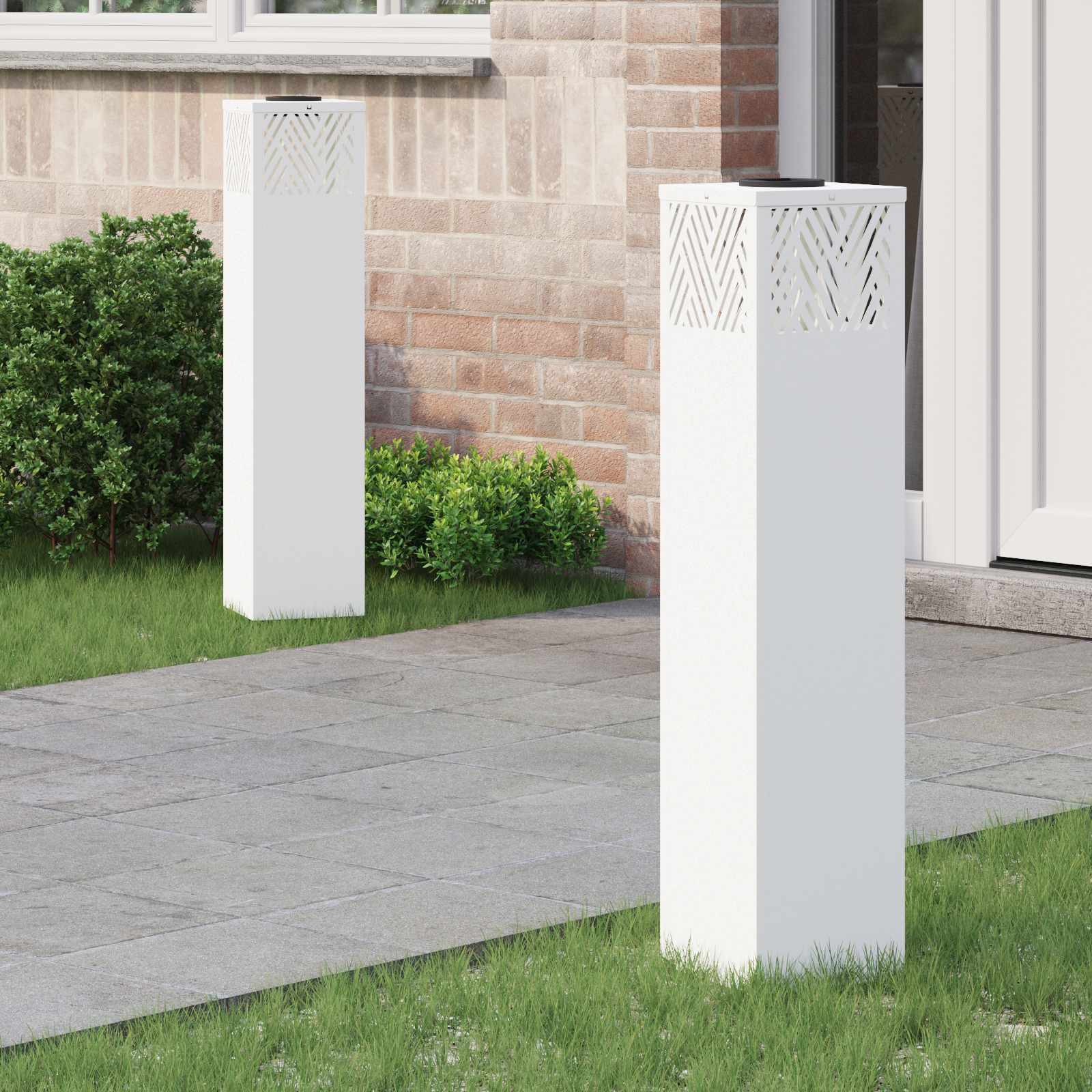 vidaXL Słoneczna LED lampa na ścieżkę Jodełka 2 pcs Biały