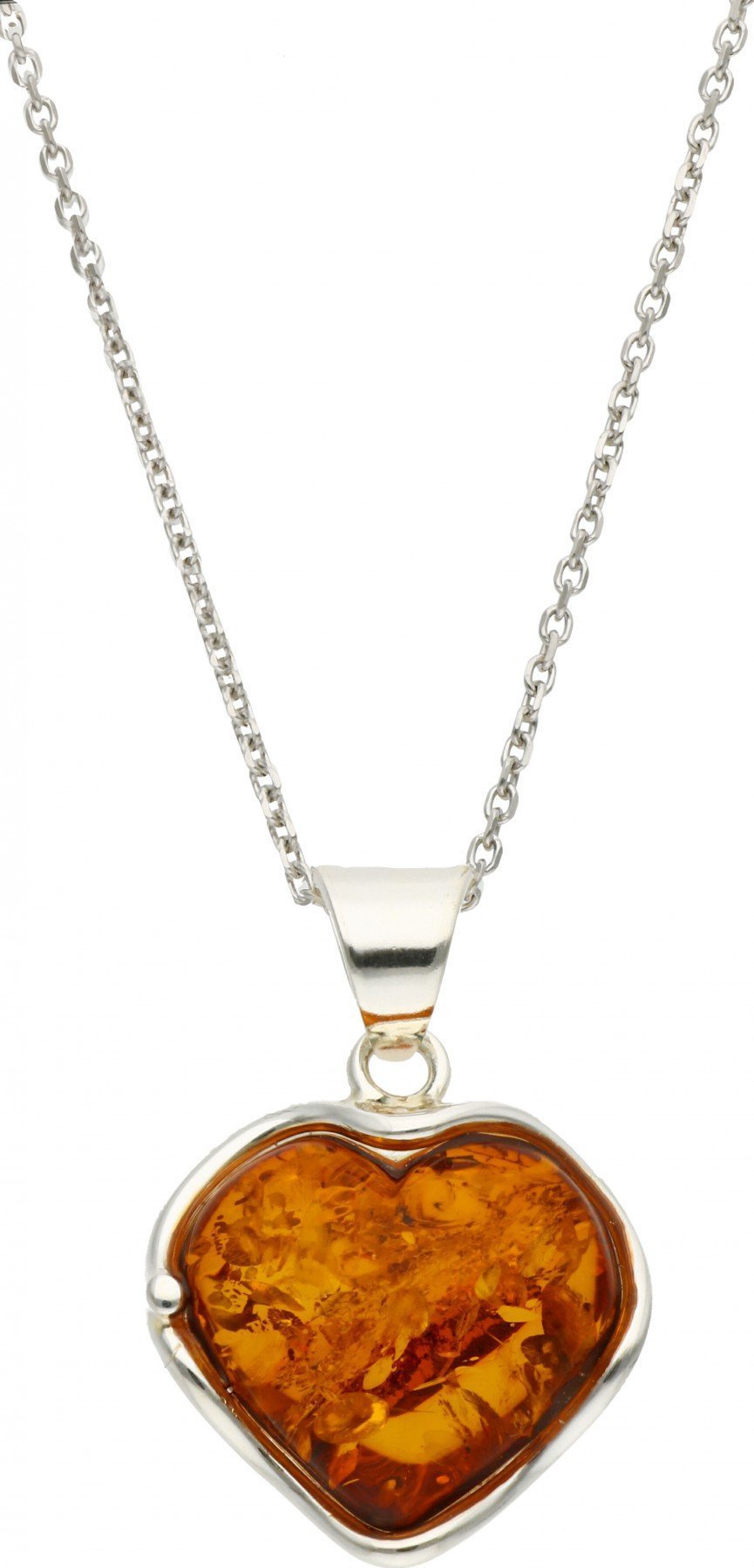 Rosanto Srebrna zawieszka z bursztynem w kształcie serca 925