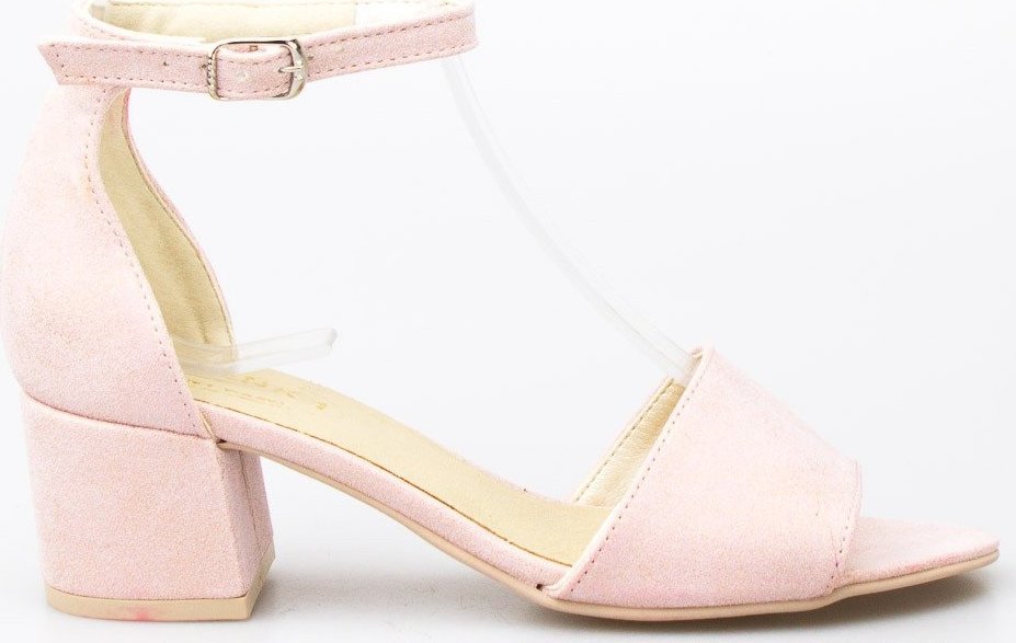 Basieńka Sandały niskie mieniące się różowe Basieńka-36