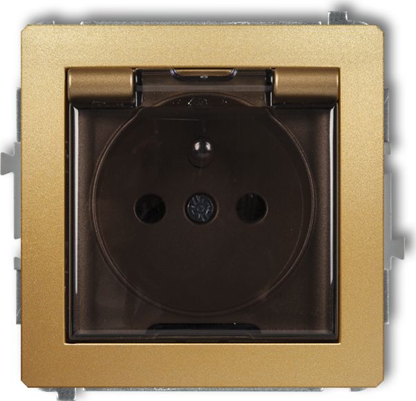 Karlik DECO Gniazdo bryzgoszczelne z/u (klapka dymna) złoty 29DGPB-1zd