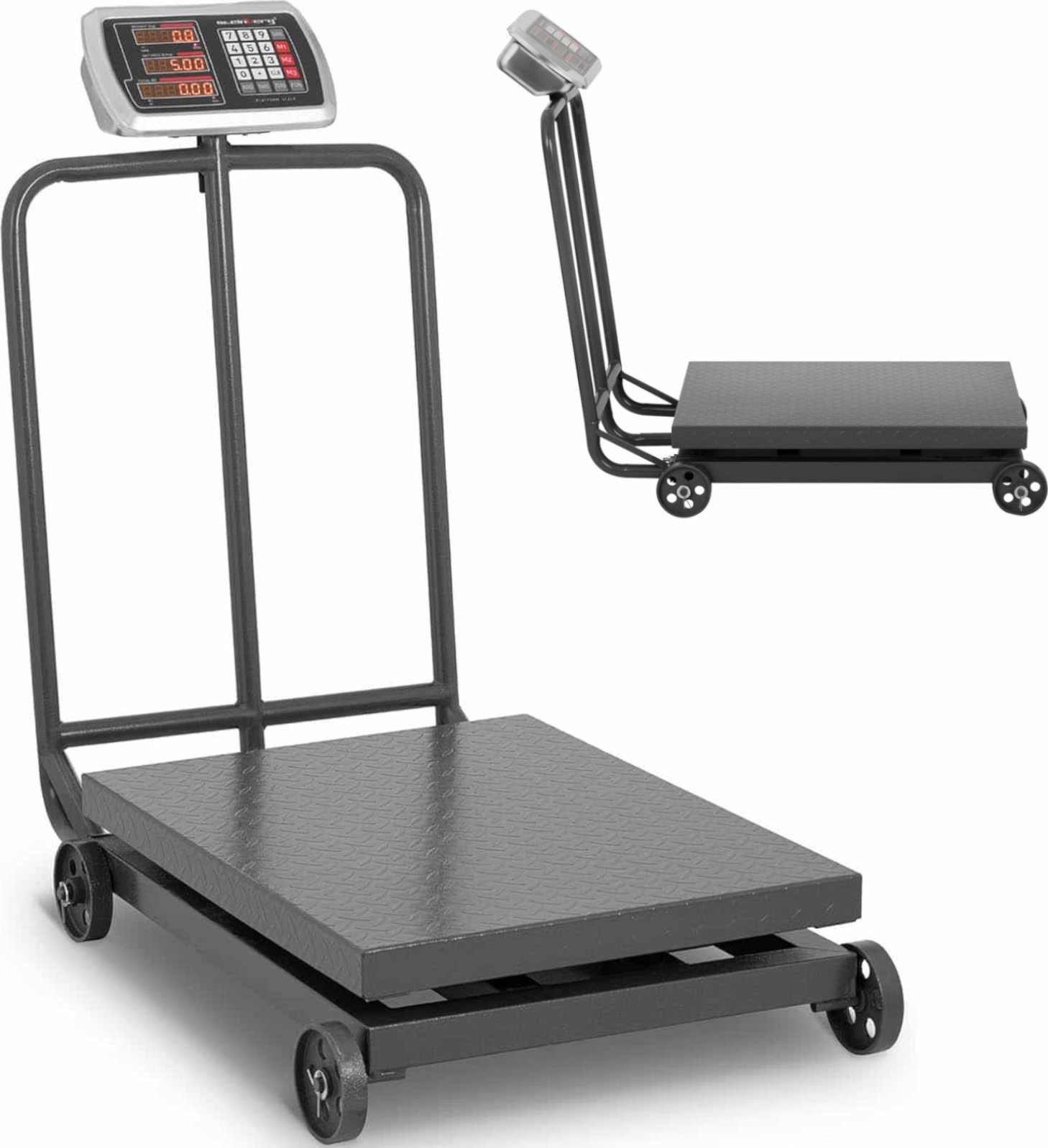 Steinberg Waga platformowa przemysłowa na kółkach 600 kg / 100 g LCD Waga platformowa przemysłowa na kółkach 600 kg / 100 g LCD