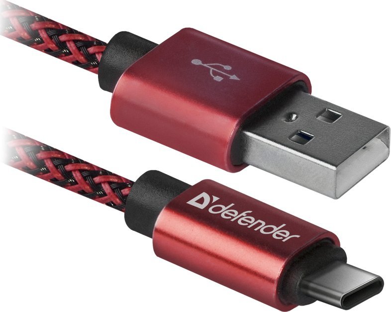 Kabel USB Defender USB-A - USB-C 1 m Czerwony (87813)