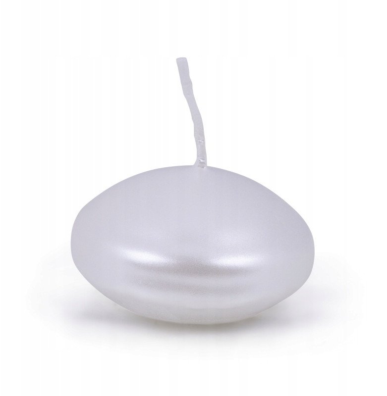 Świeca pływająca pastylka DONAU HOME, lakierowana, 48x28 mm, 12 szt., biała perła