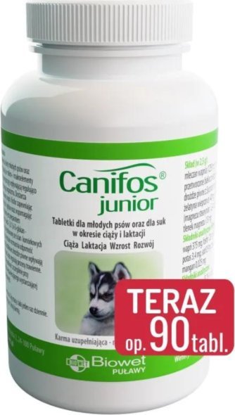 BIOWET Canifos Junior - tabletki dla psów, w okresie intensywnego wzrostu 90 tabl.