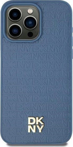 DKNY DKHMP15SPSHRPSB iPhone 15 / 14 / 13 6.1" niebieski/blue hardcase Leather Pattern Metal Logo MagSafe