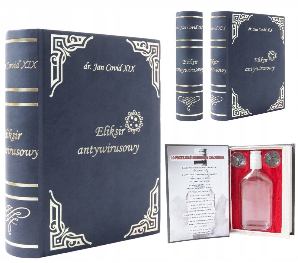 Książka na alkohol ELIKSIR ANTYWIRUSOWY na prezent + butelka 350ml