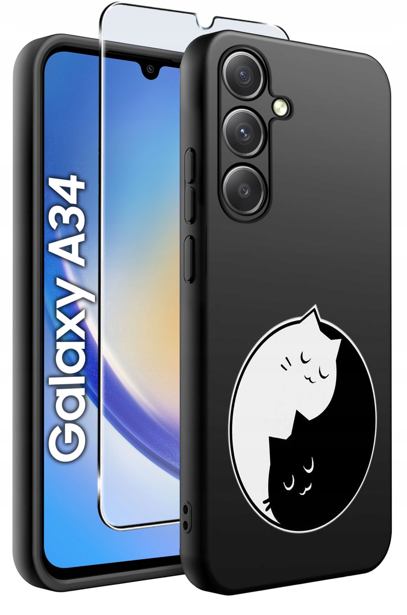 ETUI do Samsung A34 5G WZORY | SILIKONOWE MATT CASE + SZKŁO 9H