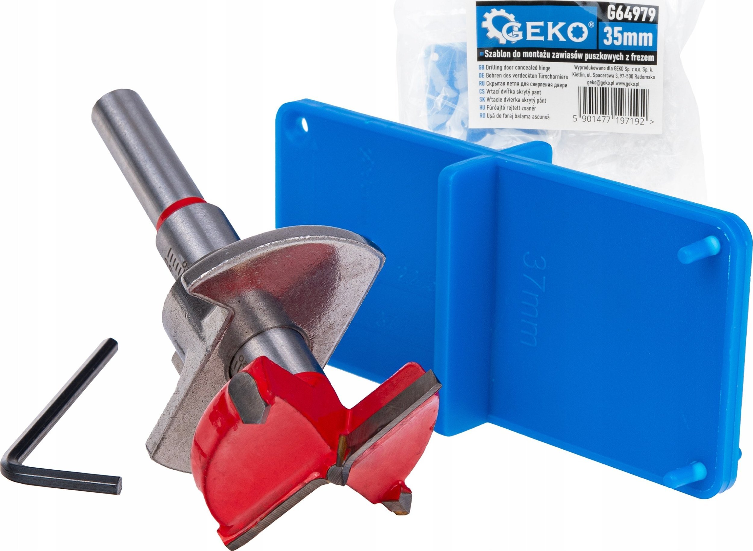 Szablon do montażu zawiasów puszkowych z frezem regulowanym 35mm (50)