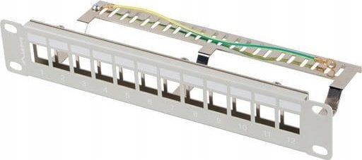 PATCH PANEL PUSTY 12 PORT 1U 10" FTP Z ORGANIZEREM DO MODUŁÓW KEYSTONE SZARY LANBERG