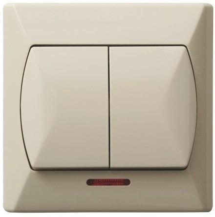 Ospel Łącznik dwugrupowy świecznikowy z podświetleniem pomarańczowym AKCENT ŁP-2AS/01 beż