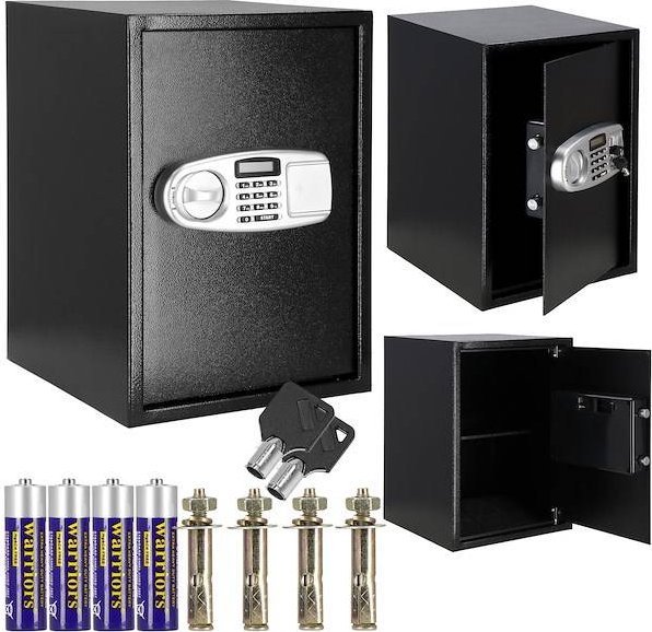 Springos Sejf domowy na pieniądze, kasetka z zamkiem elektronicznym, skrzynka pancerna czarna UNIWERSALNY