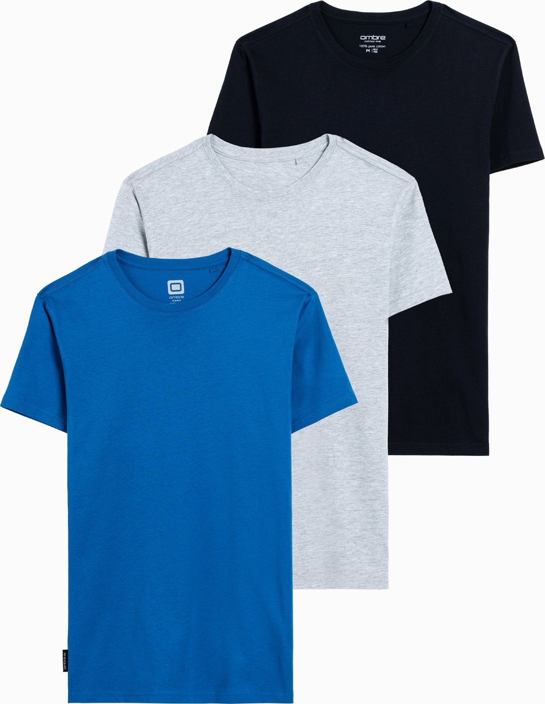 Ombre Zestaw koszulek bawełnianych BASIC 3-pak - mix V21 Z30 XL