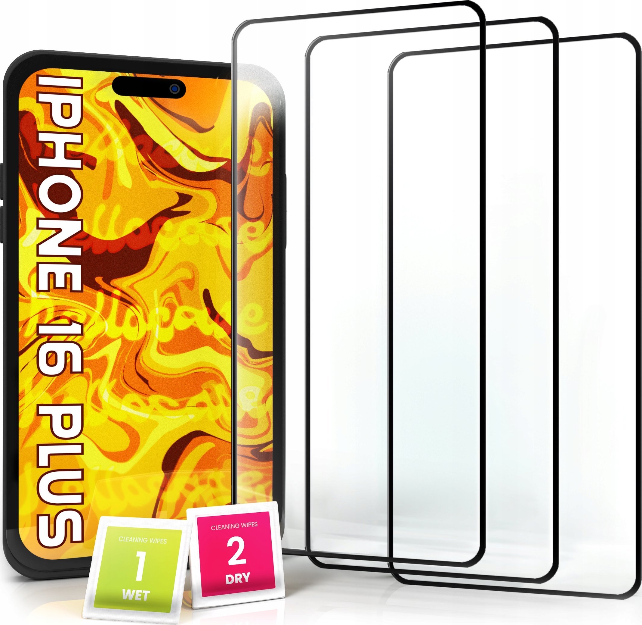 Hello Case 3-PAK Szkło Hartowane do Apple iPhone 16 Plus (na cały ekran, 9H, 5D)