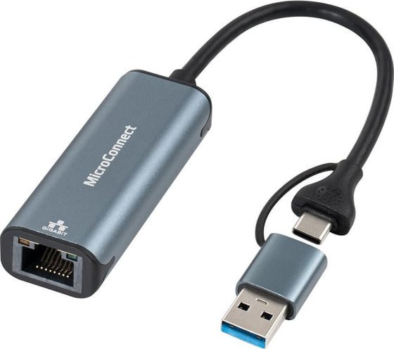 Adapter USB MicroConnect Microconnect MC-USBACNET1G zmieniacz płci / kabli USB C RJ-45 Czarny