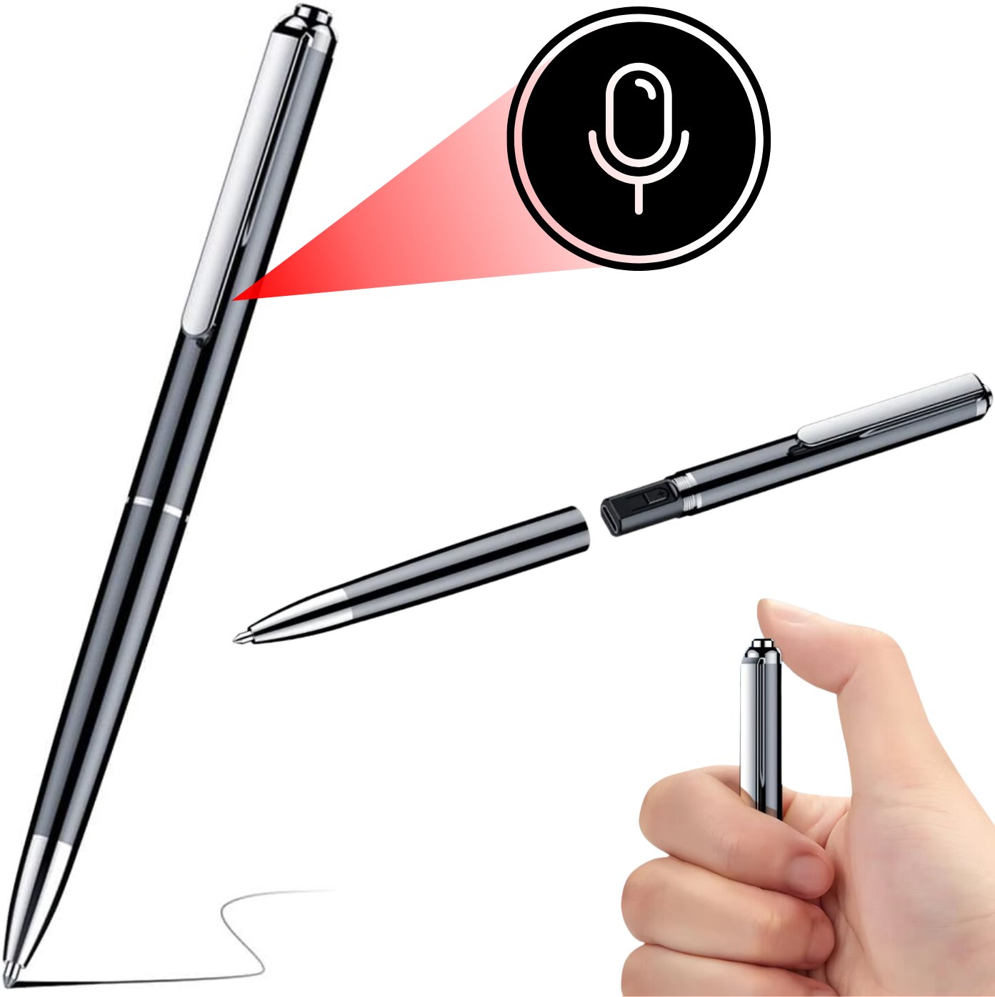 DYKTAFON DŁUGOPIS SZPIEGOWSKI MINI CYFROWY PODSŁUCH MAŁY PENDRIVE 32GB