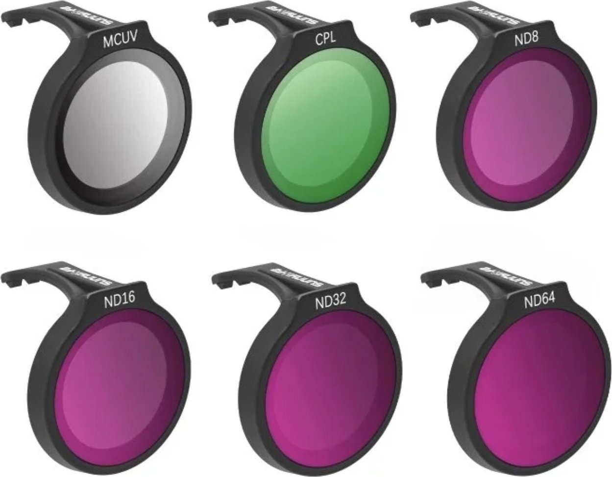 SunnyLife ZESTAW 6 FILTRÓW SUNNYLIFE DO DRONA DJI NEO - SZARE ND8, ND16, ND32, ND64, POLARYZACYJNE CPL, ULTRAFIOLETOWY MCUV