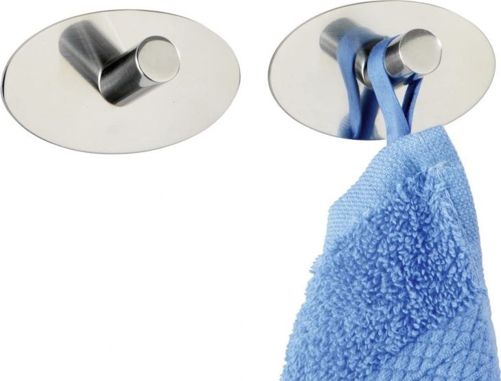 Wenko haczyki ścienne Piceno 6,5 cm stal nierdzewna srebrna 2 szt