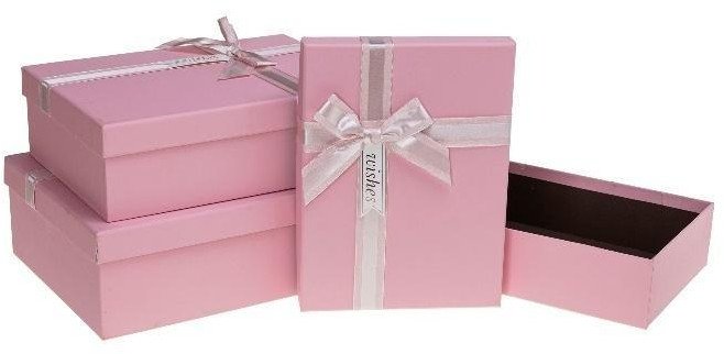 Pudełko prezentowe z kokardą 3szt różowy ROZETTE