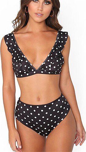 Pan i Pani Gadżet Strój kąpielowy pin up w grochy CZARNY S