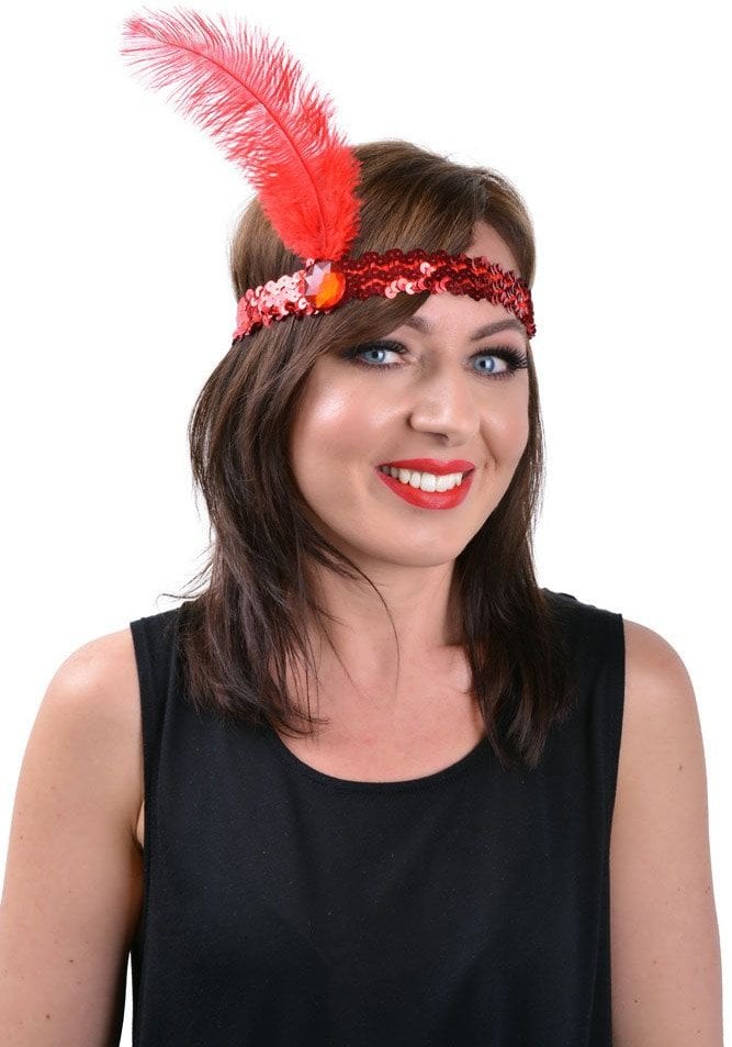 Ozdoba karnawałowa Opaska Charleston czerwona