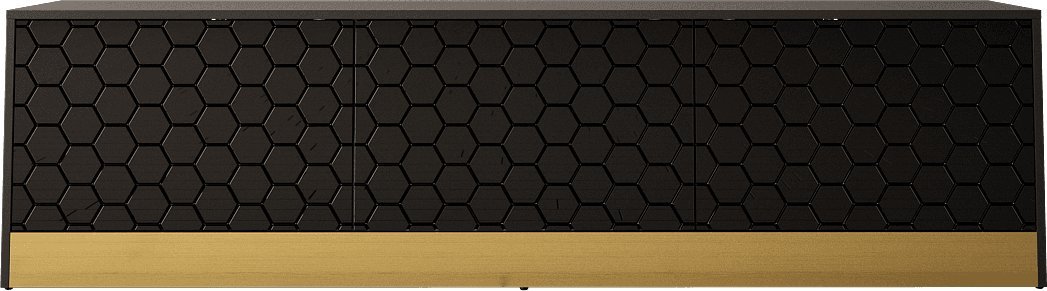 MEGSTYL SZAFKA RTV 190CM PANAL 01 Czarny mat - Czarny połysk