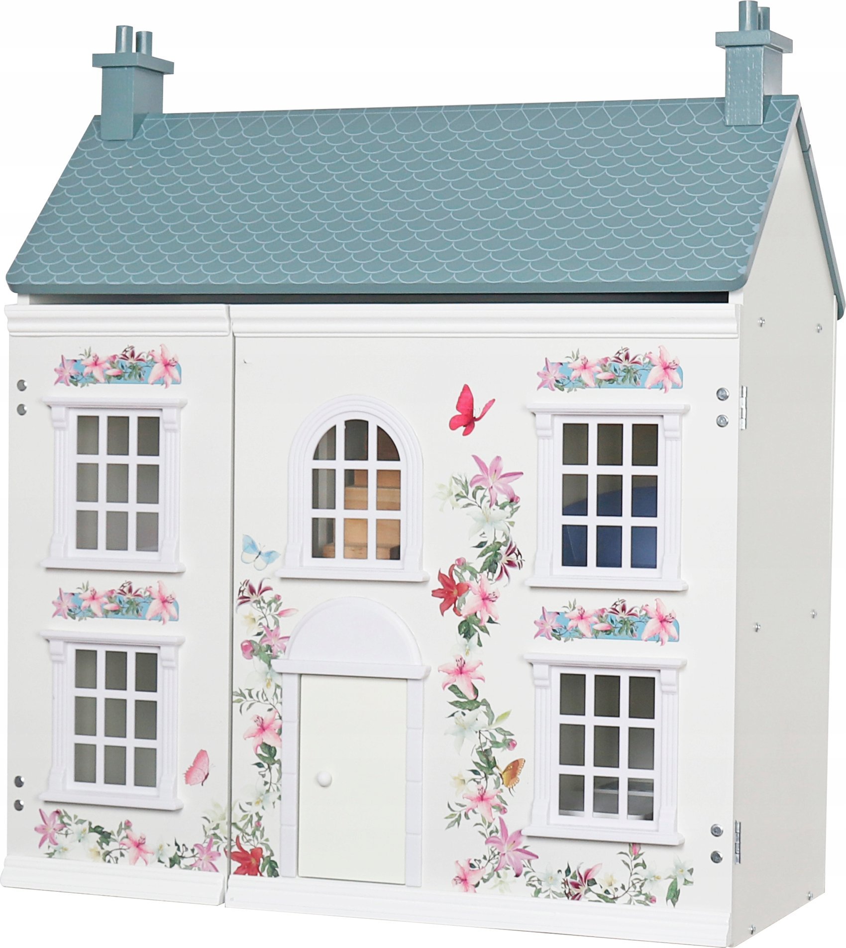Drewniany piękny domek dla lalek biały z mebelkami otwierany | Bezpieczne zakupy! Szybka wysyłka! oryginalne, zaplombowane pudełko!