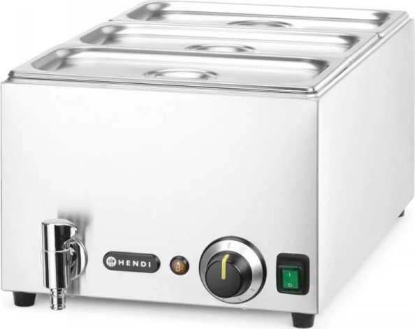 Hendi Bemar podgrzewacz do potraw z kranem 3x GN 1/3 100 mm z pokrywkami 1000 W