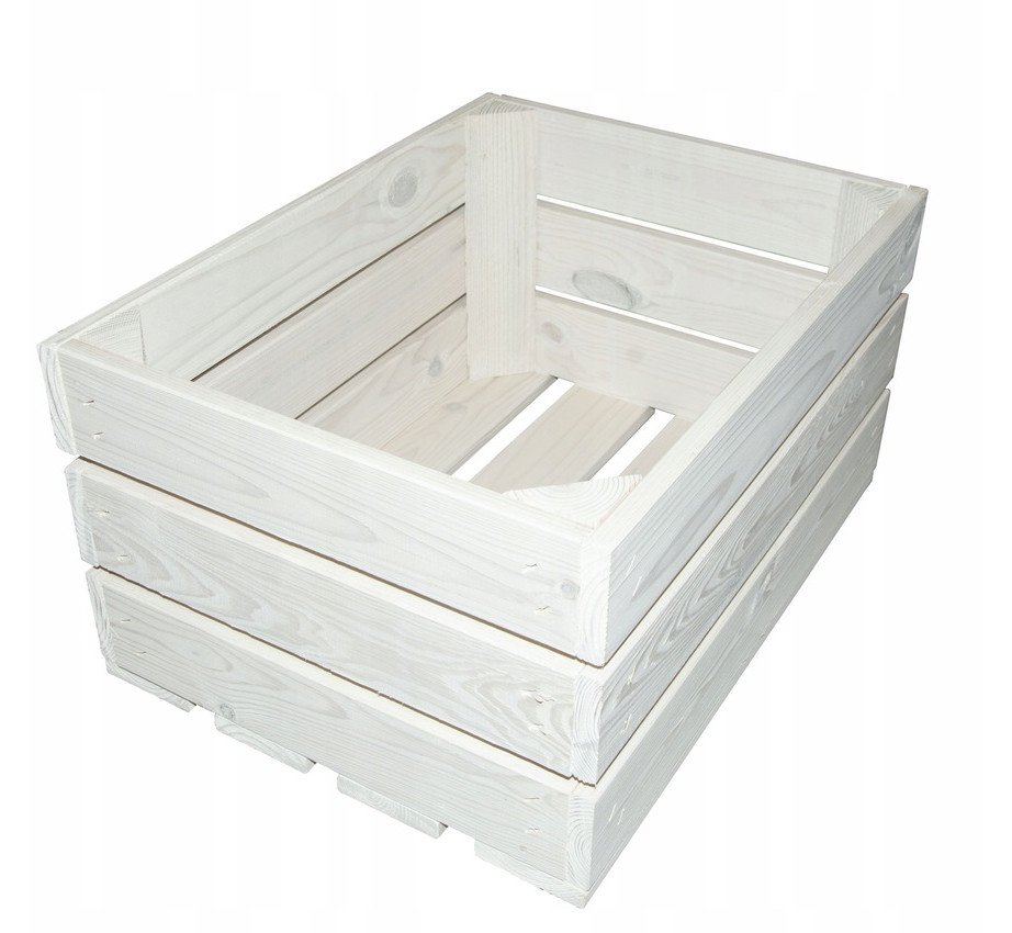 Skrzynka drewniana biała dekoracyjna 40x30x21 cm średnia