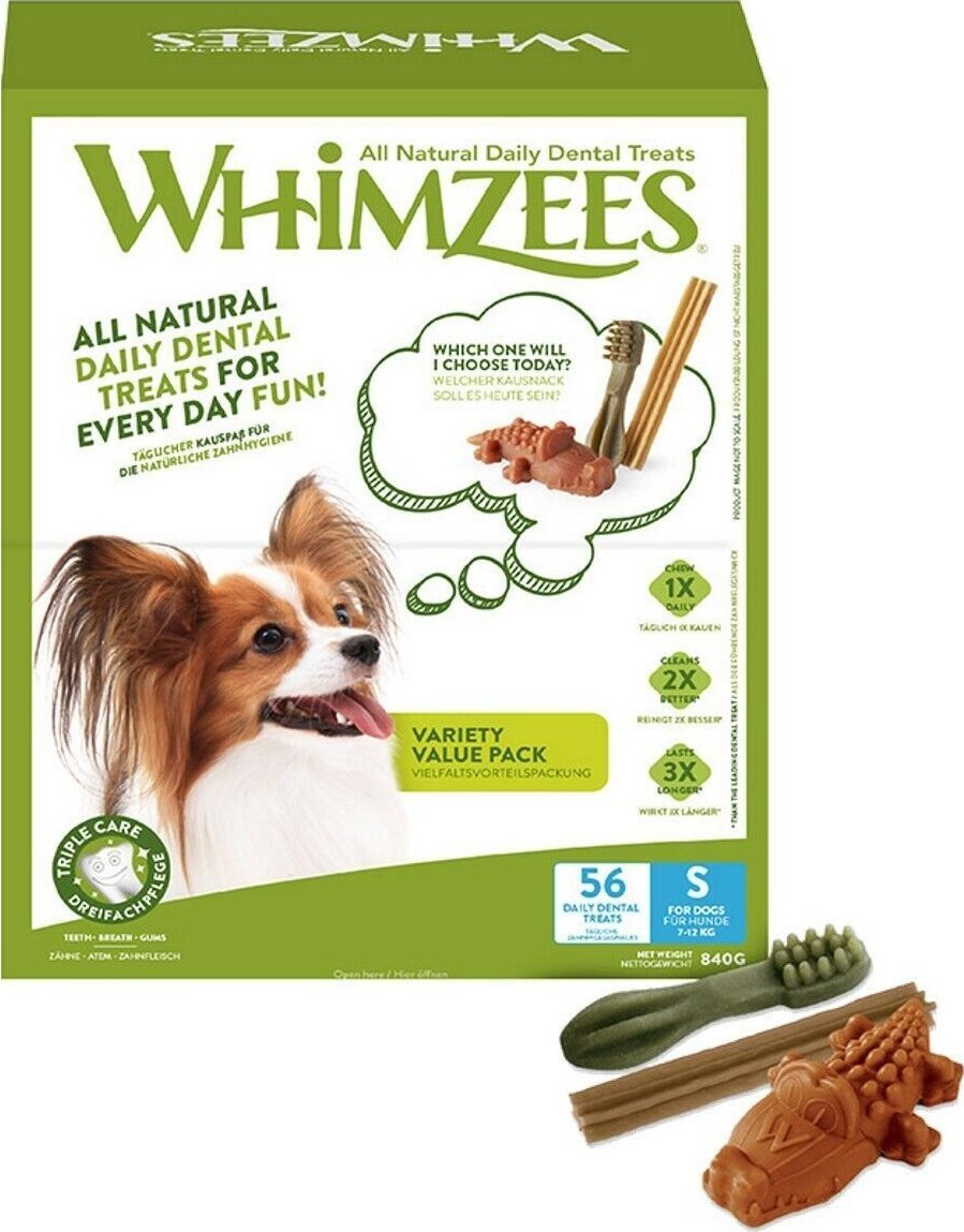 Whimzees Whimzees Variety S, 56 stk, 840 g, box