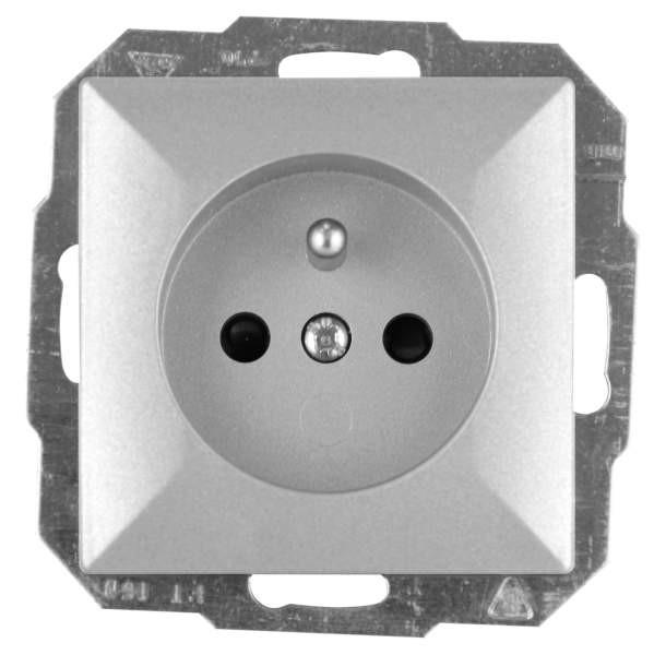 Abex Gniazdo z uziemieniem i przesłoną styków opal/perła srebrne