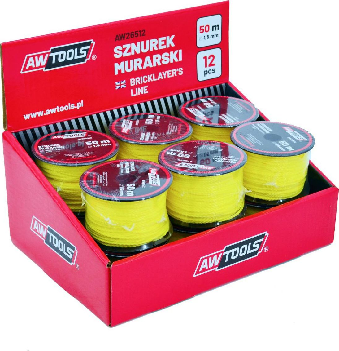 AWTools AWTOOLS SZNUREK MURARSKI 50m / 1,5mm 12szt. AW26512