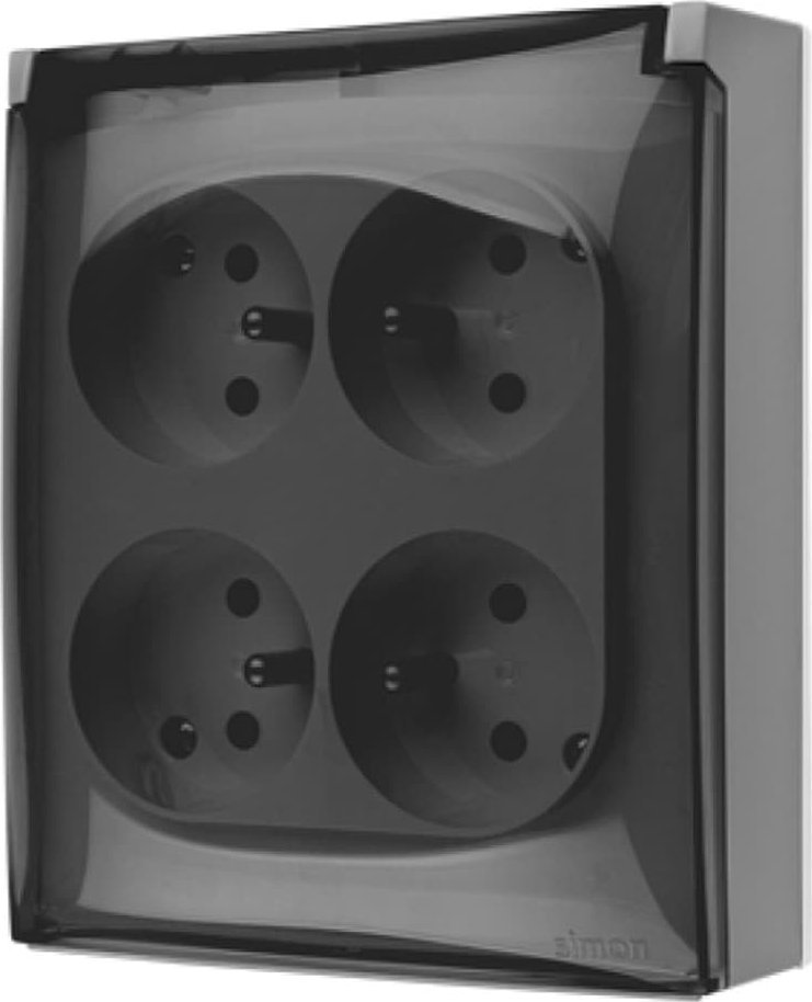 Kontakt-Simon Simon Aquaclick Gniazdo IP44, 4-krotne z uziem., klapka transparentna szary ACGZ4/16A