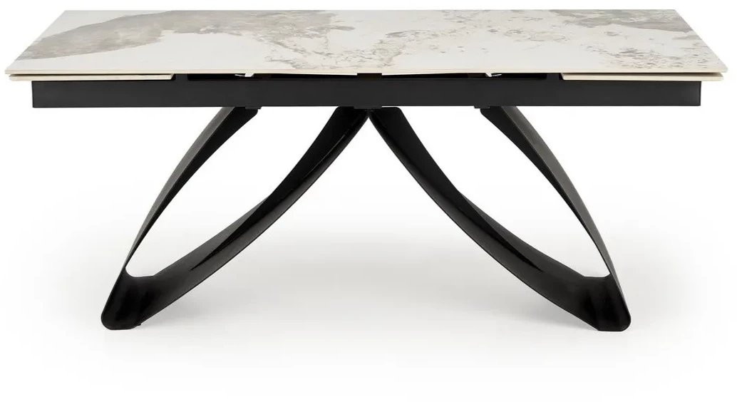 Stół rozkładany HILARIO 180(260)x90 beżowy marmur/czarny HALMAR