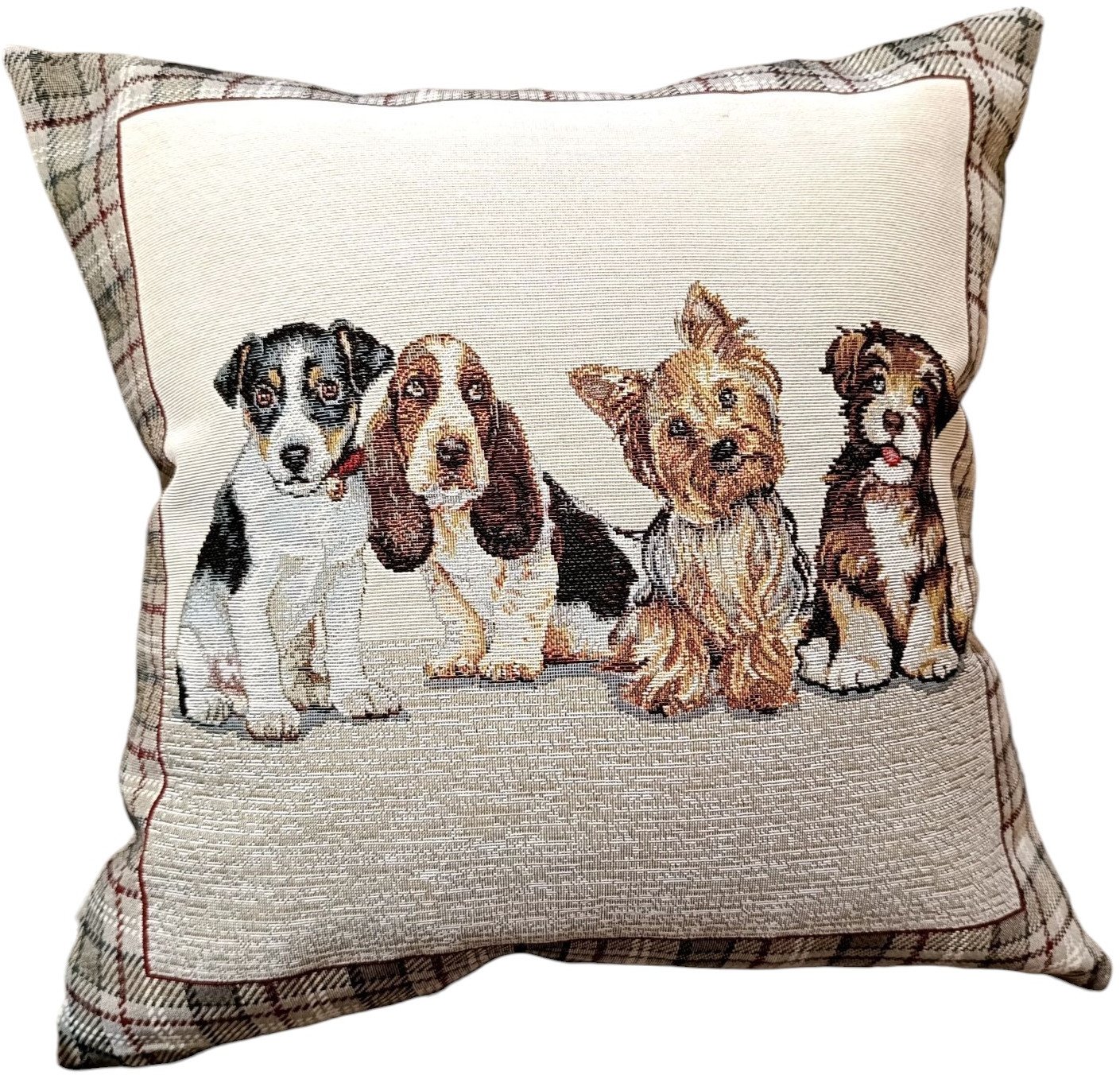 Poszewka dekoracyjna 45x45 cm Pieski krata