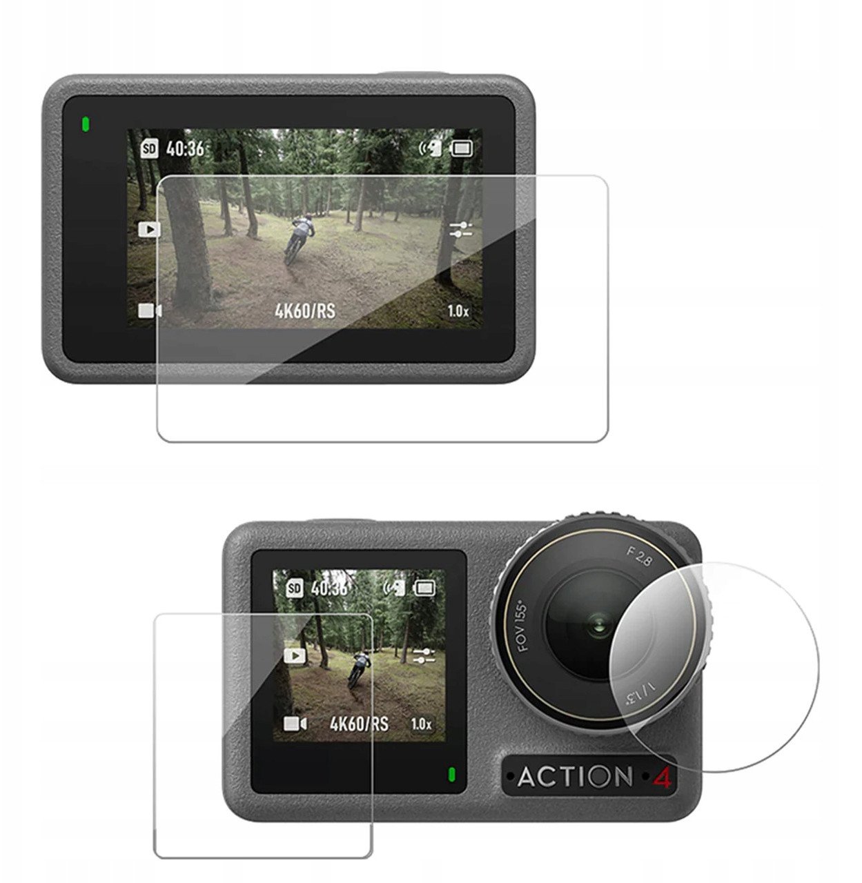 TELESIN Ochronne Szkło HARTOWANE 2.5D do Kamery Sportowej DJI Action 4 / 3
