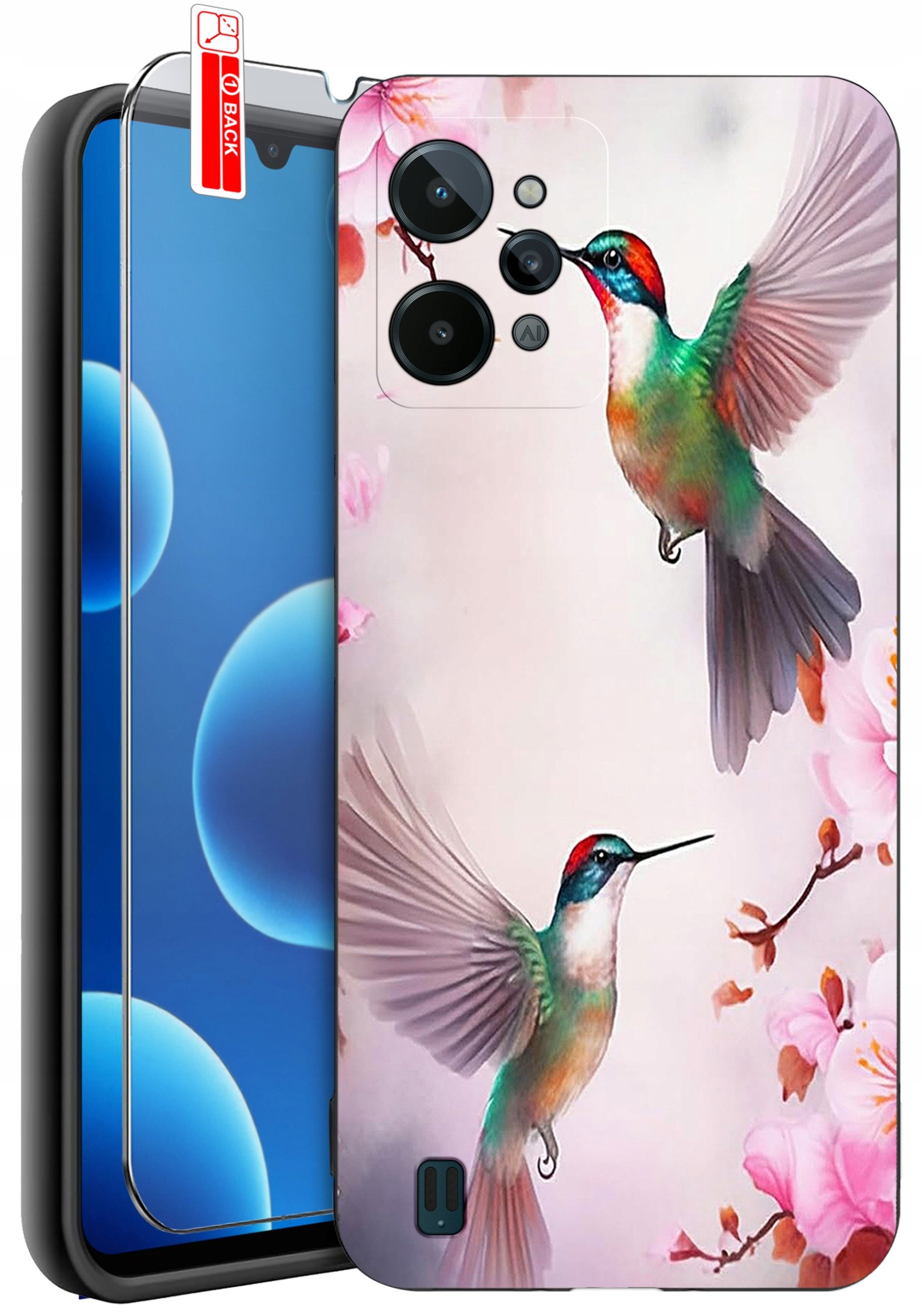 ETUI do Realme C31| WZORY | SILIKONOWE MATT CASE + SZKŁO 9H