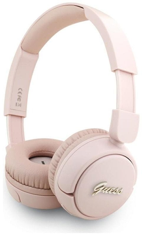 Słuchawki nauszne Guess Bluetooth 5.3 Metal Logo Script różowy