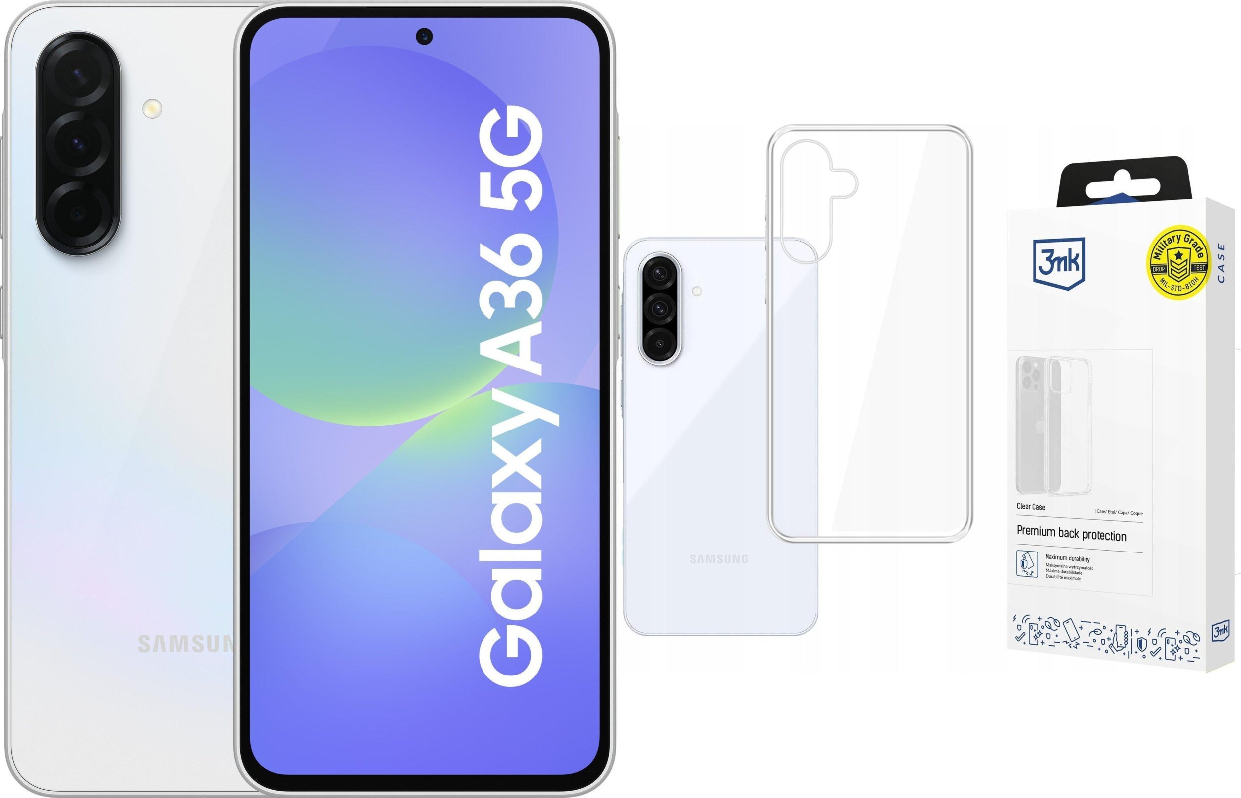 Smartfon Samsung Galaxy A36 5G 6/128GB Biały (SM-A366BZABEUE) + Etui Clear Case