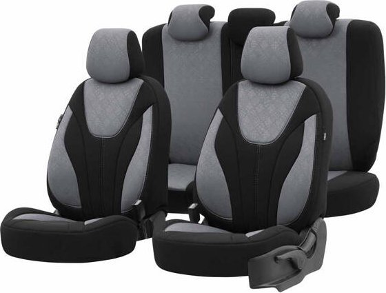 AMiO Komplet pokrowców na fotele samochodowe OTOM RUBY 1202 GREY/BLACK 3-ZIP