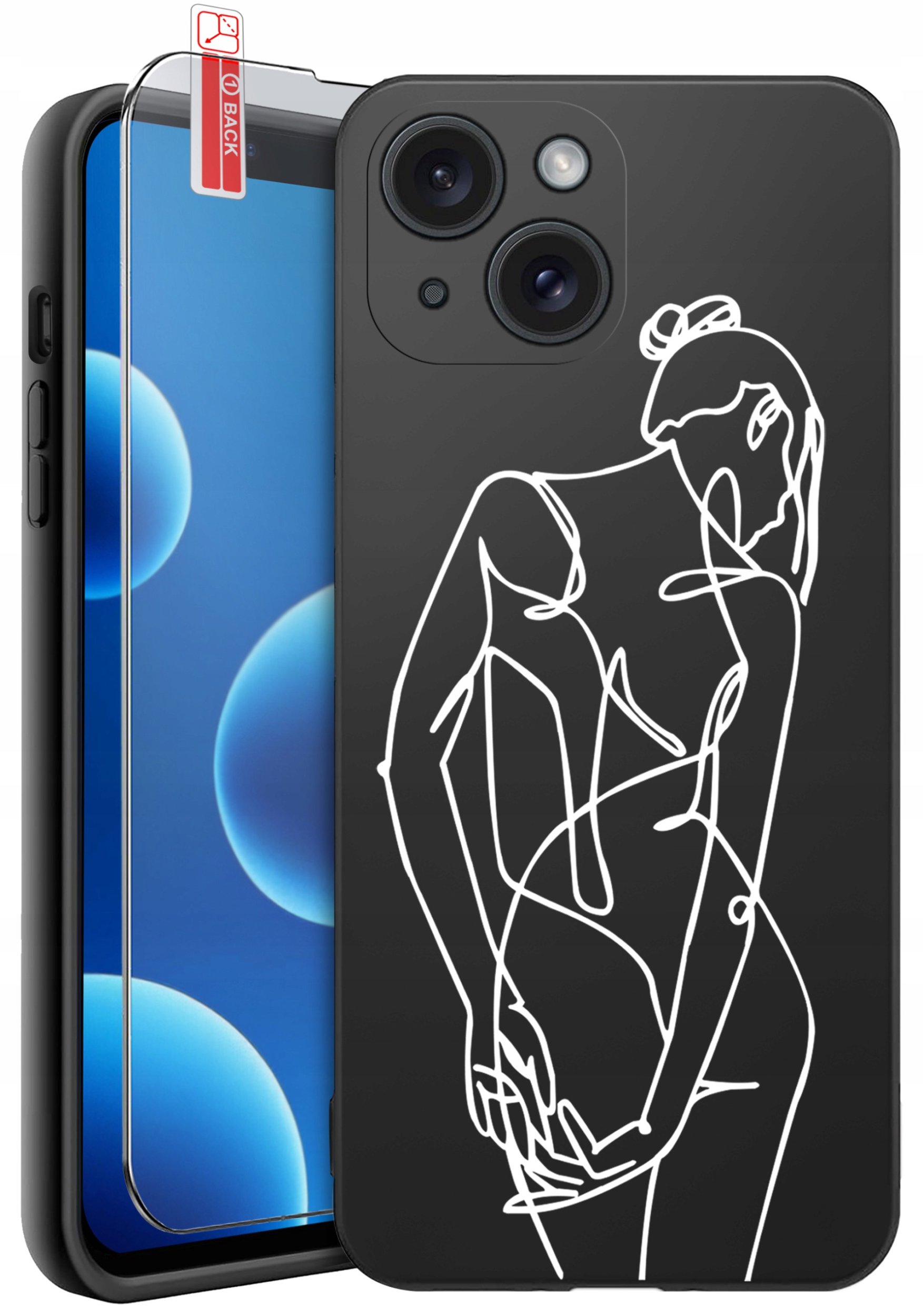 ETUI do iPhone 13 | 14 | WZORY | SILIKONOWE MATT CASE + SZKŁO 9H