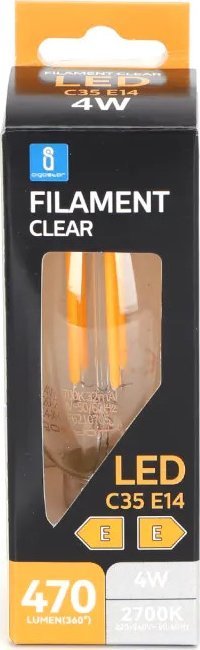 Aigostar Żarówka LED Filament Przezroczysta C35 E14 4W Żarówka LED Filament Przezroczysta C35 E14 4W