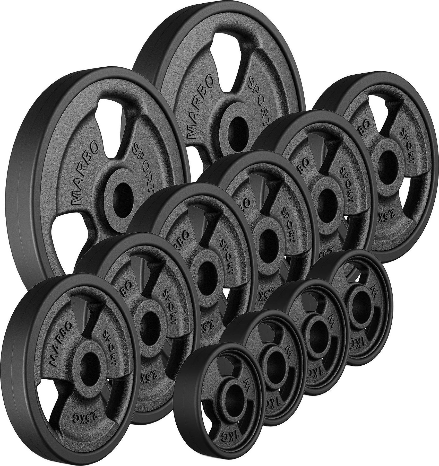 Zestaw obciążeń gumowanych 29 kg / 2 x 5 kg + 6 x 2,5 kg + 4 x 1 kg - Marbo Sport
