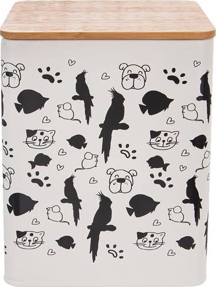 Orion Pojemnik metalowy na karmę smakołyki dla zwierząt psa kota puszka pudełko zamykany 14x14x17 cm